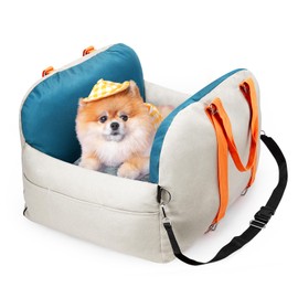 Loebelle Dog Car Seat for Small Dogs, Washable Pet Car Seat Dog Booster Seat up to 25lbs Detachable Travel Carrier Dog Bed for Car (Blue Gray)