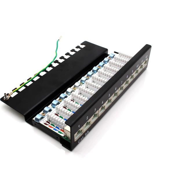 1aTTack.de 367466 Patch Panel CAT6a 12 Port Black Distribution Panel