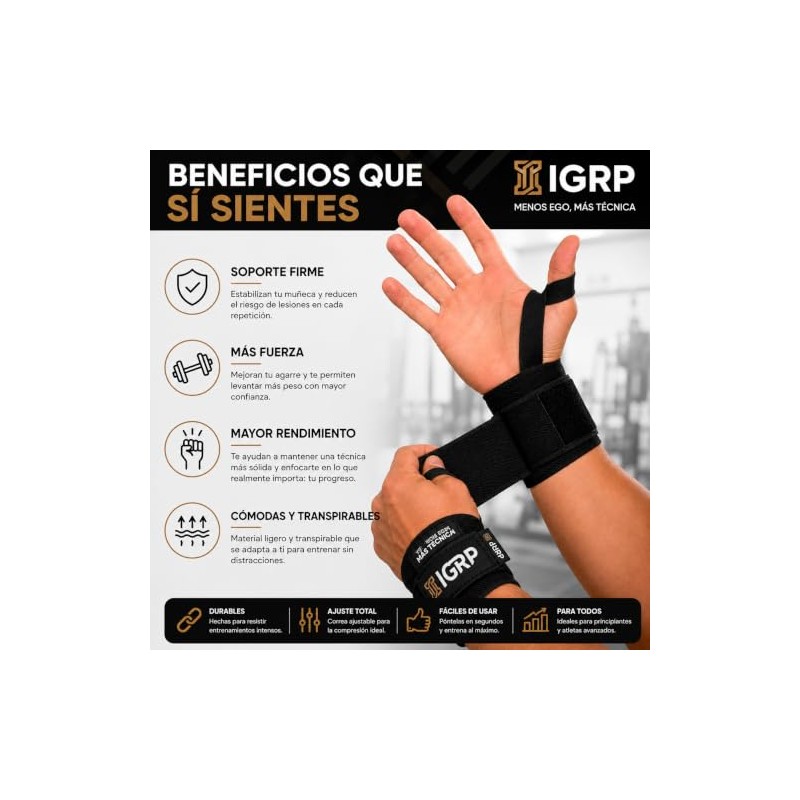 Muñequeras para Gimnasio, Soporte de Muñeca Ajustable para Levantamiento de