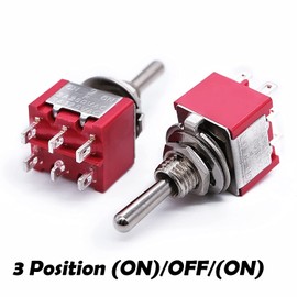 mxuteuk 6pcs Mini Miniature Momentary Toggle Switch (ON)/OFF/(ON) 6 Terminal 3 Position DPDT for Car Dash Dashboard 5A 125V 2A 250V,MTS-223
