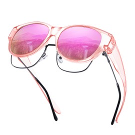 Kelinln Women's Polarized Sunglasses Fits Over Glasses, Trendy Round Cat Eye Shades UV400 Protection