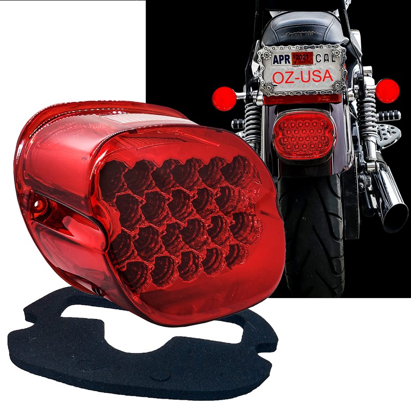 OZ-USA FL Red LED Tail Brake Light Compatible with Harley