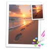 MOER SKY Sand Foot Print Sunset Beach Ocean Diamond Art