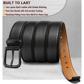 KEMISANT Men Belt, Leather Belt Adjustable For Gift Men Dress Casual Jeans Goft 1 1/2",Cut For Fit(Black,34"-36" Waist Adjustable)