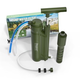 Joypur Wasserfilter Outdoor Survival mit UF Filter - Wasseraufbereiter Outdoor mit 8000 L Filterkapazität Tragbare Wasserfilter Trinkwasser für Camping Wandern Notfall uws. (Armeegrün)