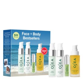 OSEA Bestsellers Set For Face + Body -4-piece Skin Care Set - Body Oil, Face Cleanser, Face Cream, & Hyaluronic Acid Serum - Clean Beauty Travel Set - Ideal for Beauty Gifts