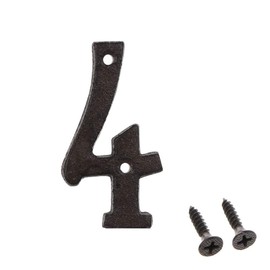 Betorcy 3 Inch Address Number 4, House Numbers for Outside, Cast Iron Metal Garden Door Mailbox Decor With Screws, Black