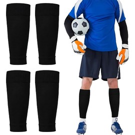 2 Pairs Football Socks, Football Sleeves Tubes for Adults, Football Sleeves for Beginners, Compression Socks for Sports, Shin Pads Holder Socks