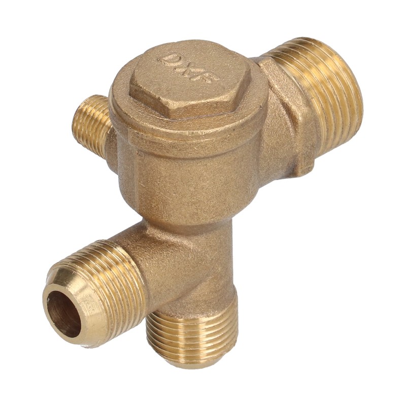 Air Compressor Valve Replacement Components Brass 4 Way Double Pipe