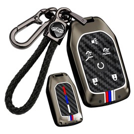 ontto Key Fob Cover Fit for GMC 6-Button Key Remote Sierra 1500 2500HD 3500HD Yukon Acadia Terrain,Antiscratched Car Key Skin Fit for Chevy Silverado 1500 2500HD 3500HD Tahoe Suburban,Black