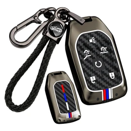 ontto Key Fob Cover Fit for GMC 6-Button Key Remote Sierra 1500 2500HD 3500HD Yukon Acadia Terrain,Antiscratched Car Key Skin Fit for Chevy Silverado 1500 2500HD 3500HD Tahoe Suburban,Black