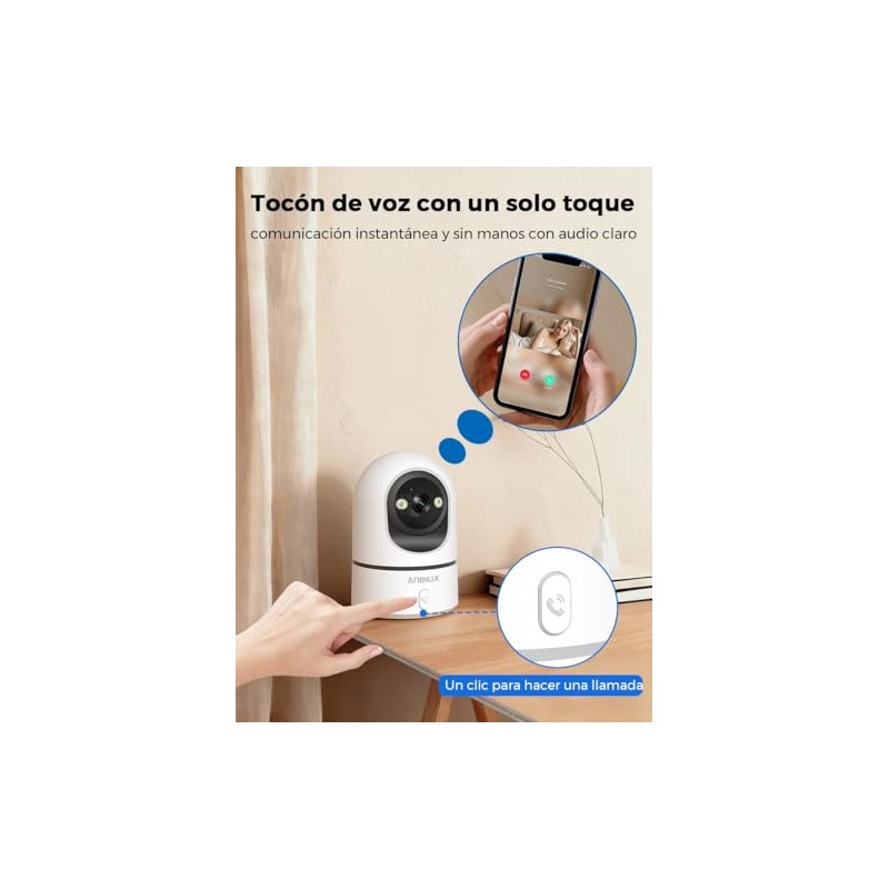 ANBIUX 2.4GHz WiFi 2K Camara de Seguridad Interior