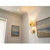 JIMUBEAM Swan Neck Vintage Brass Wall Sconce 1-Light with Rattan