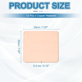 PATIKIL Copper Heatsink Pad Shims, 12 Pcs 20x20x0.3mm Copper Pad Shim IC Chipset GPU CPU Thermal Heatsink for Cooling Laptop Desktop Computer