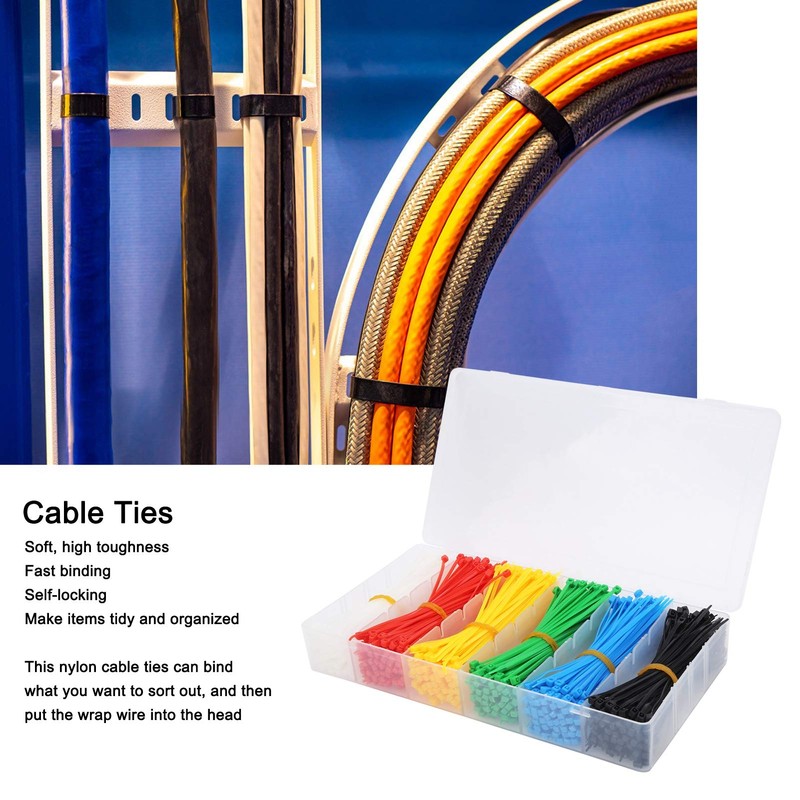 ASHATA 900Pcs Multi Color Zip Ties 6 Multi-Colors 4 Pulgadas