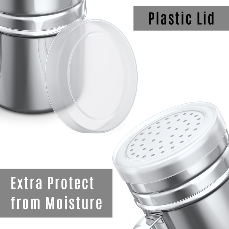 CUSINIUM 10oz Stainless Steel Salt Pepper Dredge Shaker - with