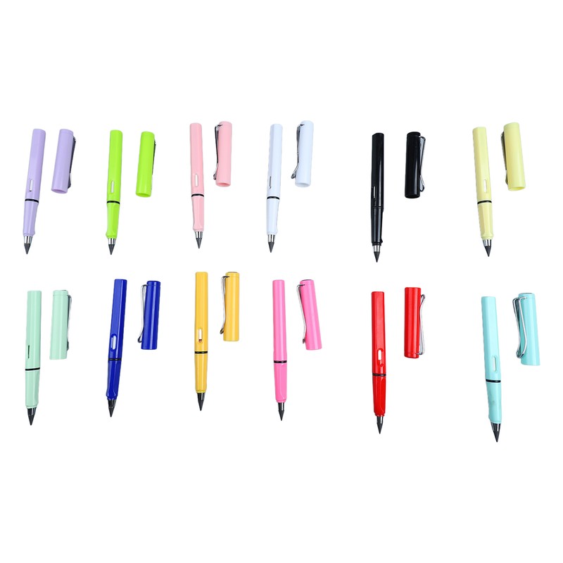 12pcs Inkless Pencil Fluency Writing Wide Pen Clip Reusable Everlasting