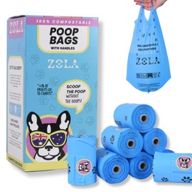 ZOLA ZOLA Super Strong Biodegradable Dog Poop Bags With Handles - Extra Strong, Extra Thick, 100% Compostable Dog Poo Bags for Dogs & Cats - Eco-Friendly Poop Bags Rolls