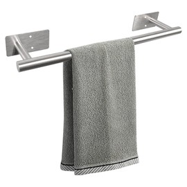 Vanloory Self Adhesive Bath Towel Bar, Stainless Steel Towel Racks for Bathroom No Drilling Heavy Duty Towel Holder Stick on Wall Sturdy and Rustproof Towel Hanger for Bathroom(Brushed Nickel,16In)