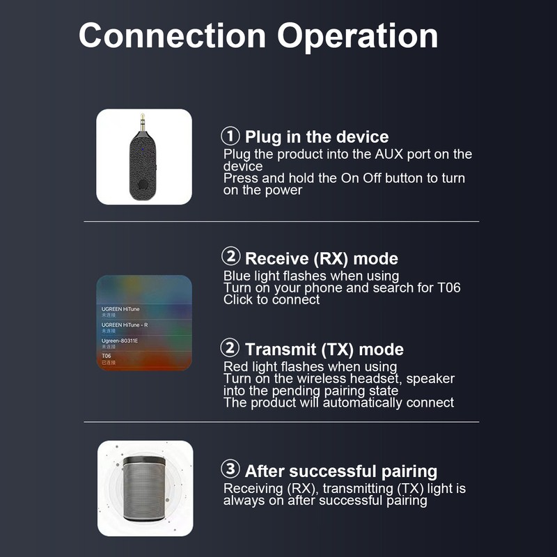 3.5mm Bluetooth Adapter 2 in 1 Support Hands Free Calling