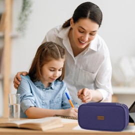 Yommie XXL Pencil Case Oxford Pencil Case with Zip Single Case Pencil Case Organiser for Teenagers Boys Girls, purple, pencil case
