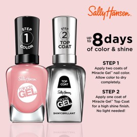Sally Hansen Miracle Gel Salon Quality Nail Polish | Gel-Like Formula, Two-Step System, No UV Light Needed, Long Lasting | Semi-Opaque, Glossy | 245 Satel-Lite Pink | Iridescent Pink Nail Color