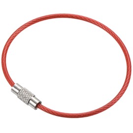 [PATIKIL] 12PCS 150mm Wire Keychain Cable Stainless Steel Key Ring Cable Large Key Ring Keychain Loop Luggage Tag Key Ring for Card Hanging Red