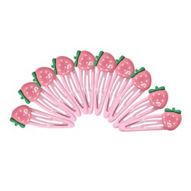 10PCS Strawberry Snap Hair Clips for Women Girls Cute Snap Hair Barrettes Small Hair Accessories Dark Pink