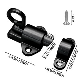 Hordion 4 Packs Self Closing Latch Spring Door Lock, Resilient Bolt Latch Security Automatic Gate Lock, Spring Barrel Slide Door Lock with Screws for Cabinet Window Wooden Fence, Black