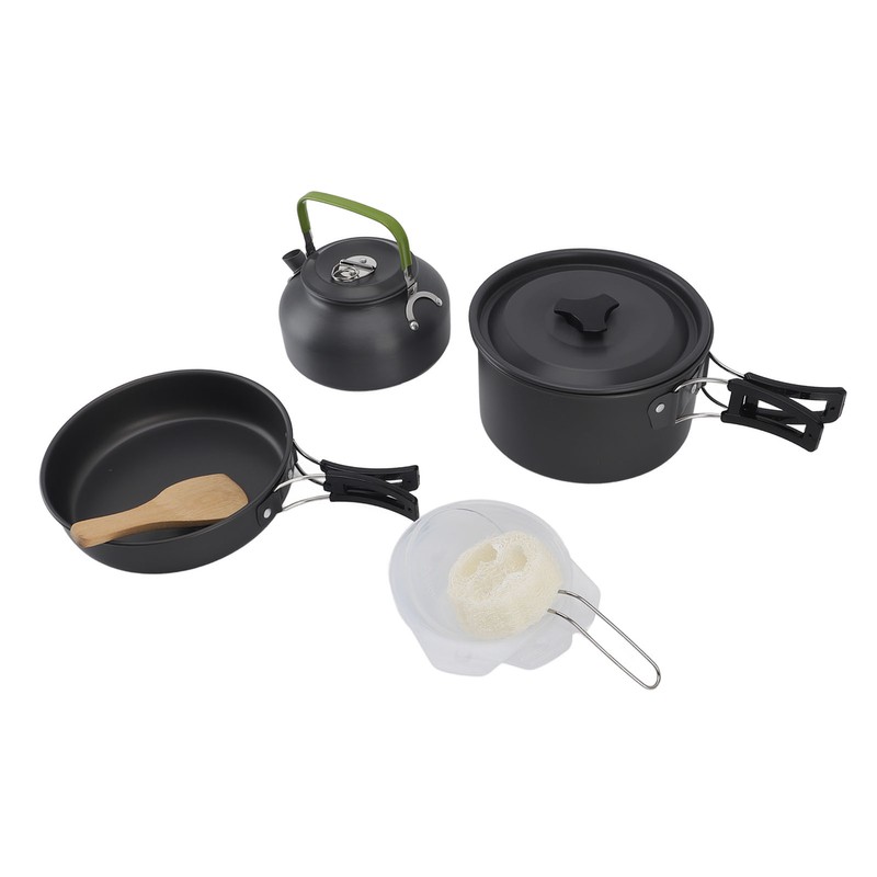Camping Cookware Portable Nonstick Pot and Pan Set with Kettle