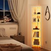 TUTOTAK 6-Tier Corner Bookshelf with LED Light,Corner Shelf for Small