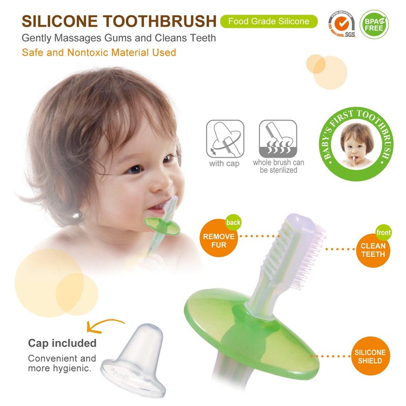Simba Soft Bristle Silicone Baby Toothbrush with Milk Residue/Fur Scrubber.