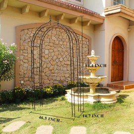 SCENDOR Garden Arbor Arch 98.4" H x 46.5" W, Heavy Duty Iron Archway Decorative Structure Stand Trellis for Climbing Rose Vines Plant Wedding Ceremony Party Outdoor Decor Black