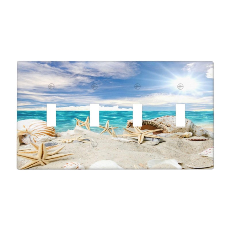 Beach Seashells Starfish Hawaii Ocean Quad Toggle Light Switch Covers