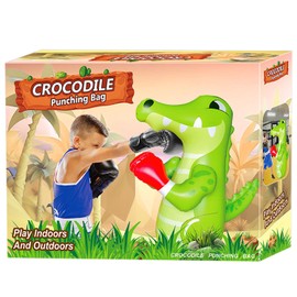 48 in Crocodile Punching Bag for Kids, Free Standing Boxing Bag for Kids,Inflatable Dummy, Inflatable Punching Bag, De-Stress Boxing Bag for Kids.