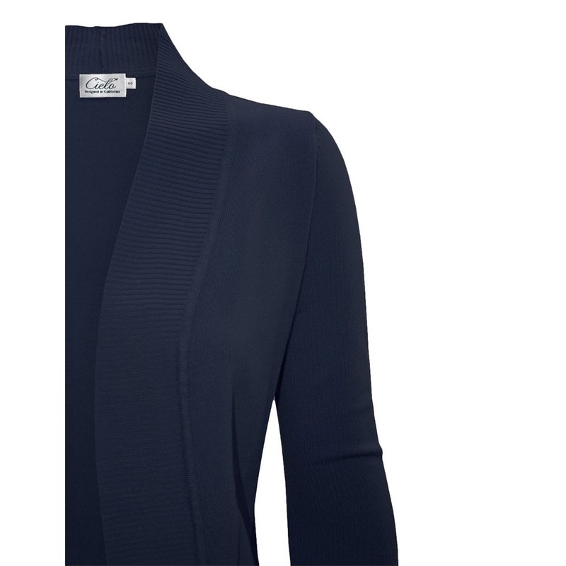 Cielo Women's Solid Basic Open Front Pockets Knit Sweater Cardigan