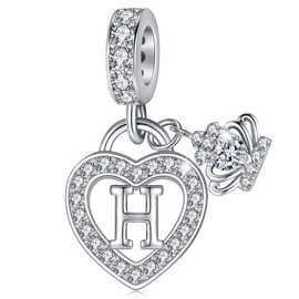 MAVTZRE Letter H Charms for Charms Bracelet: Silver Heart Alphabet Initial Dangle Charms Bead for Bracelets and Necklaces, Birthday Mother's Day Christmas Jewelry Gifts For Women