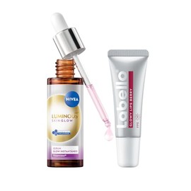 NIVEA Serum Glow Instantáneo 30 ml + Labello Glowy Lips Berry + FPS 30