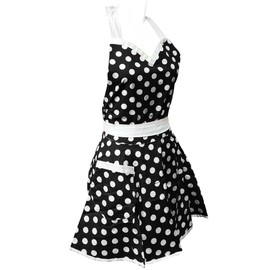Wrapables Adjustable Flirty Hostess Apron, Black Polka Dots