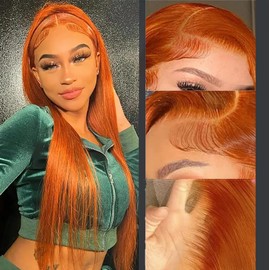 22 Inch 13X4 Ginger Lace Front Wigs Human Hair Straight Ginger Orange Lace Front Wigs Human Hair For Black Women Pre Plucked With Baby Hair 200% Density