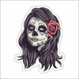 A.M.A shop STICKER SHAPED SKULL MEXICO WOMAN PVC for Decal Wall Mural Car Motorcycle Helmet Camper