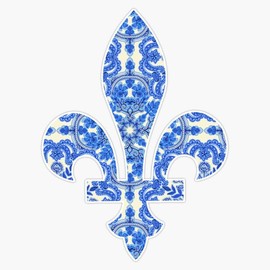 kkg fleur de lis - blue swirl Bumper Sticker Vinyl Decal 5 inches