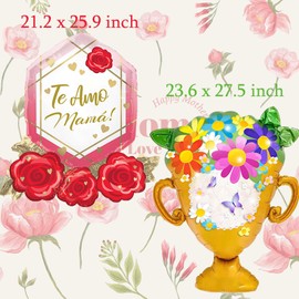 12Pcs Happy Mother’s Day Balloons Party Decorations Supplies Large Mother's Day Mylar Balloons for Mother's day Best Mom Ever Day Balloons for Happy Mothers Day Birthday Party Decorations Supplies