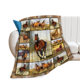 Horse Blanket Horse Gifts for Girls Boys Kids Woman Horse Lover Throw Blankets Soft Blanket Warm Fleece Flannel Plush Blankets for Bed Sofa Couch 40"x50"