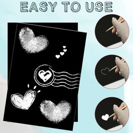 Scratch Paper Art Set, 30 Sheets Black Coated Scratching Board, Large Scratch Paper with Wooden Pens and Stencils, Easy to Use