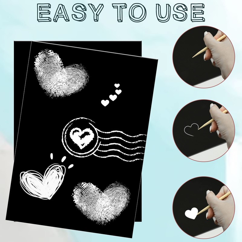Scratch Paper Art Set, 30 Sheets Black Coated Scratching Board,