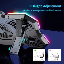 AIMIUZI Laptop Cooling Pad, Gaming Laptop Cooler with 5 Quiet Fans and LED Lights (On...