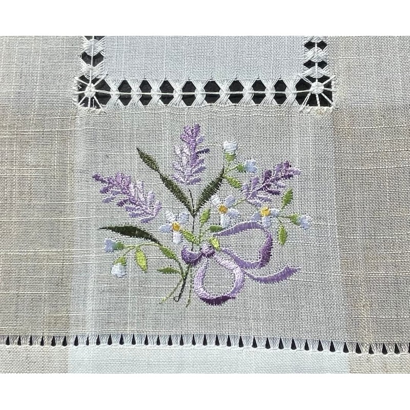 Table Runner Tablecloth Table Runner Embroidered Lavender White Beige (30