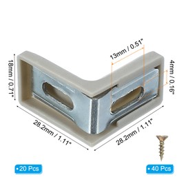 PATIKIL Metal Corner Braces, 20 Pack L-Shape Bracket Right Angle Board Holder Shelf Support with Plastic Cover and Screws for Fixing Drawer Wood Shelves Cabinet Frame, Gray