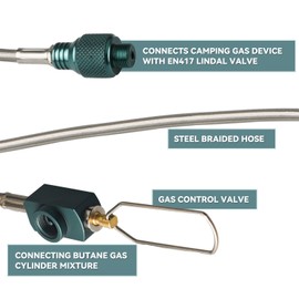 Butane Adapter Ropane Canister To Threaded Camping Stove Adapter Extension Hose Small Tank Input EN417 Lindal Valve Output